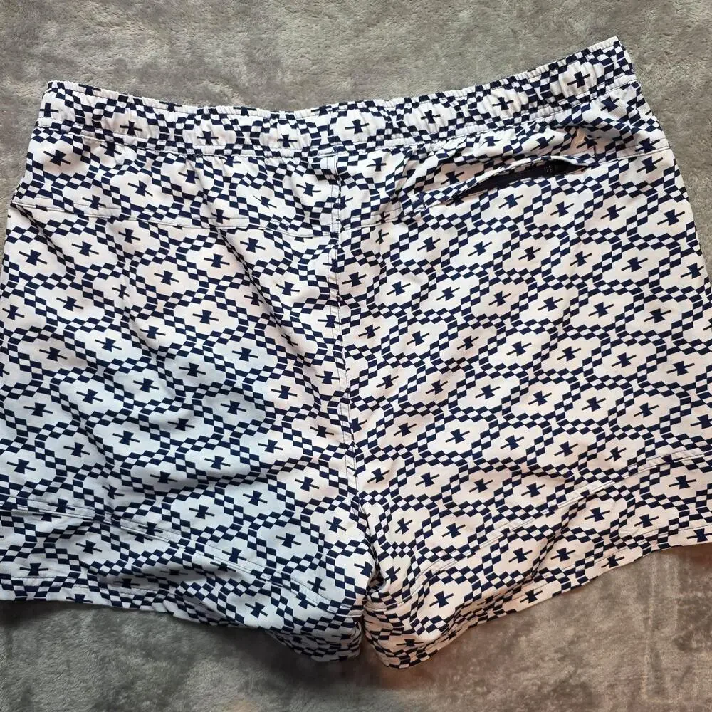 Alpine Design Swim Shorts Mens XL Blue Geometric Print Mesh Liner Zip Pocket